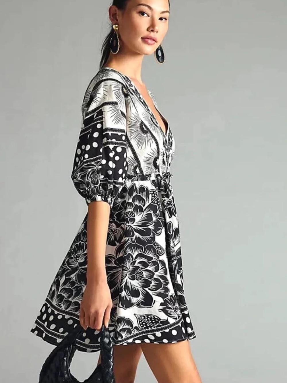 Farm Rio Puff-Sleeve Mini Dress L